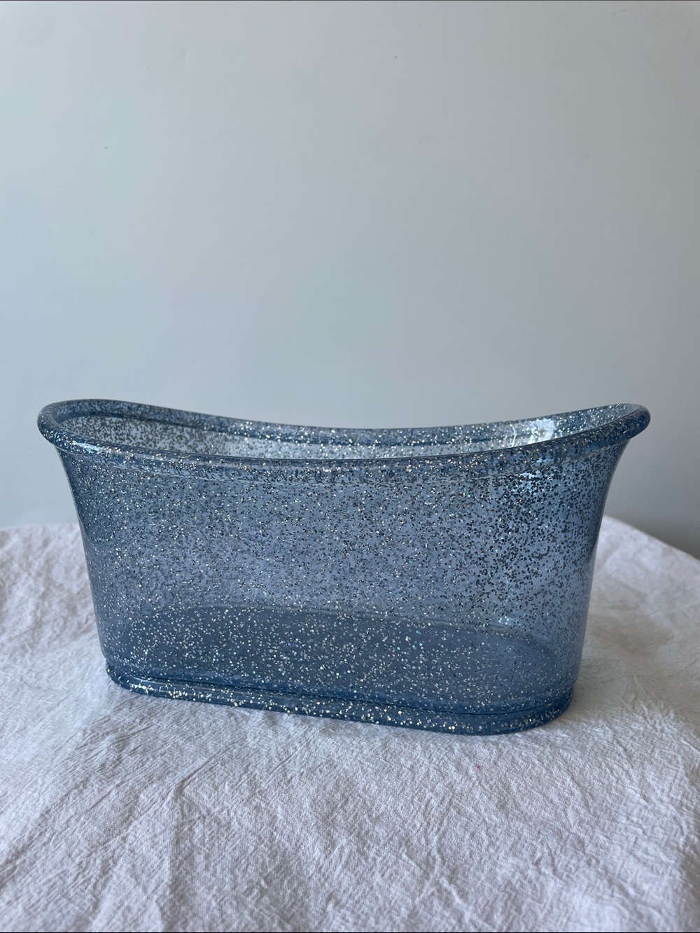 Bath And Body Works Glitter Bathtub Plastic Acrylic Purple And Silver 11 x 5 x 4